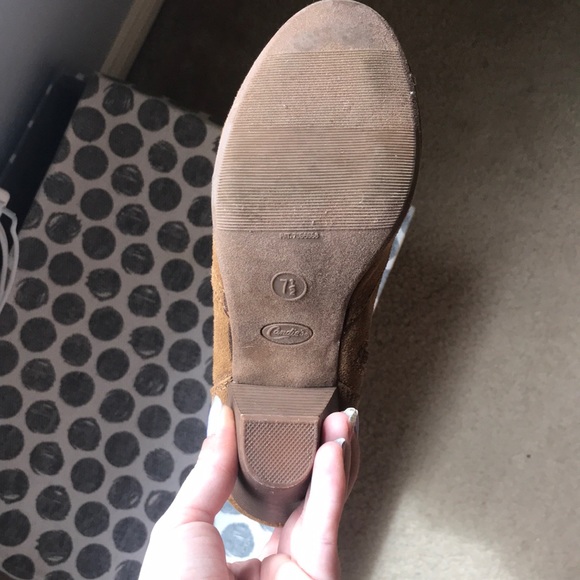 Candie’s Cognac Heeled Ankle Booties Suede 7.5 - Picture 4 of 10